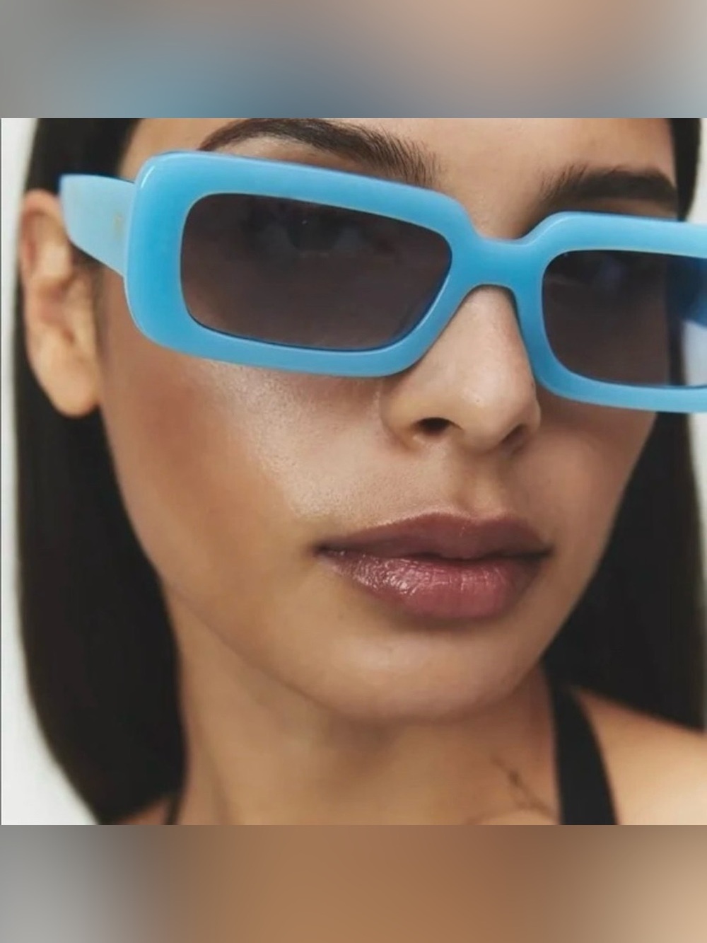 NEW Elisa Johnson Gigi 54mm Rectangular Sunglasses | Gloss Blue Light Blue